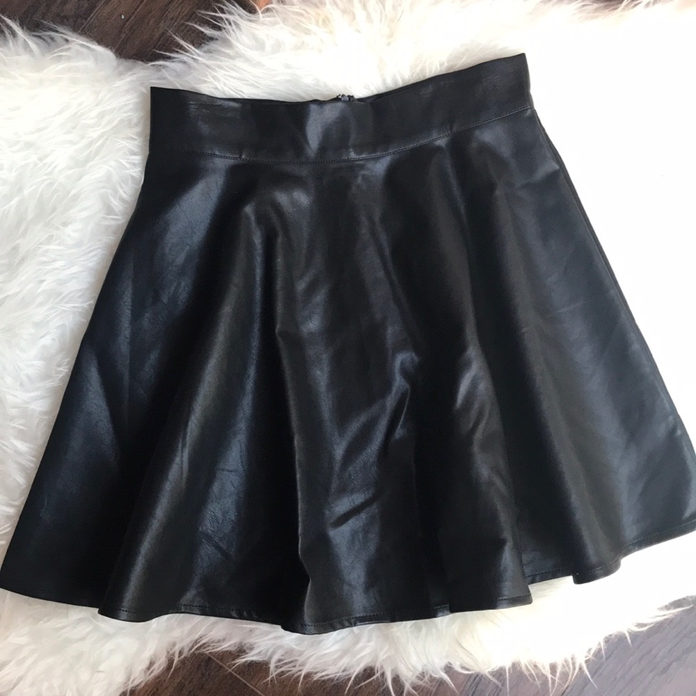 Black Faux Leather Skirt